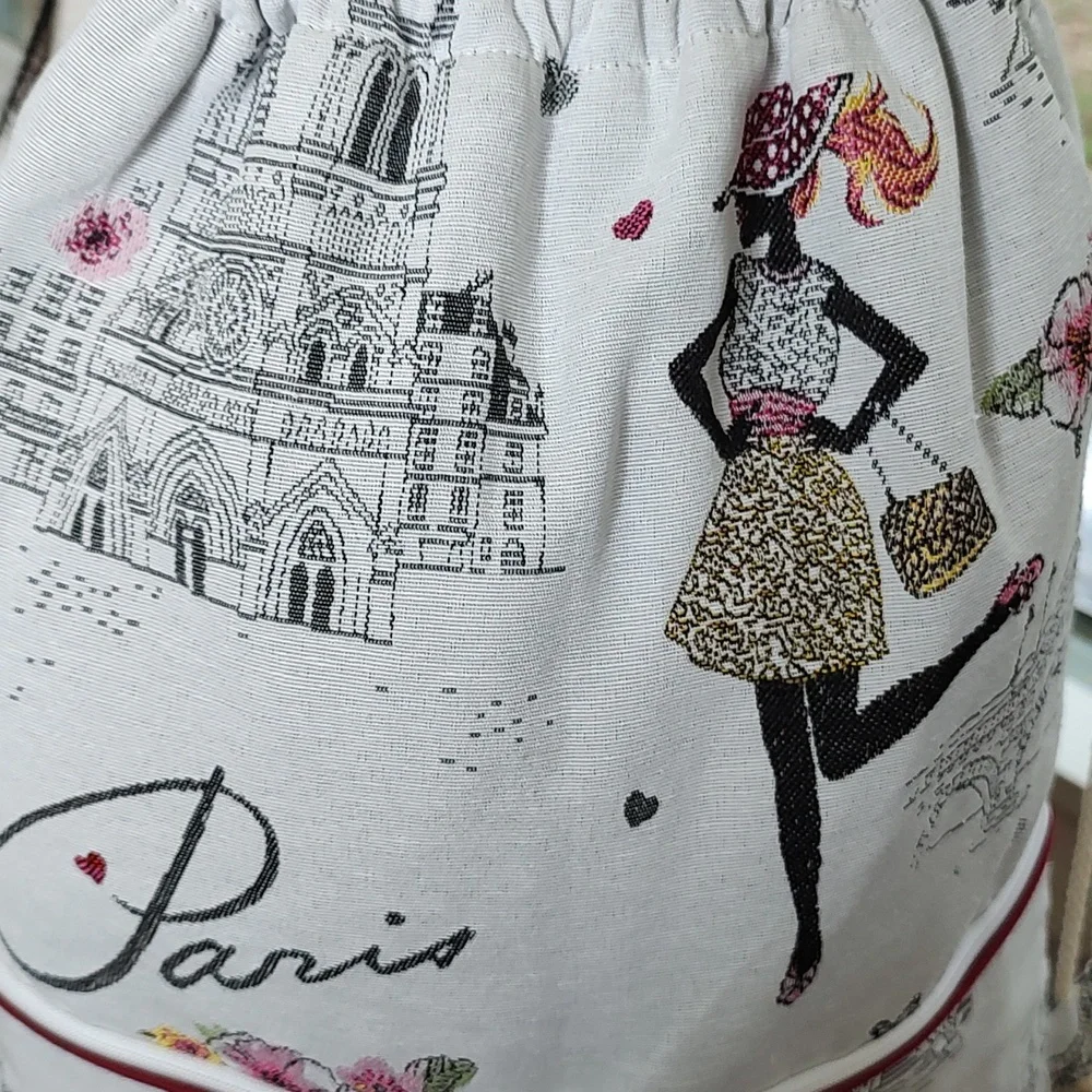 Phebus Et Boree French Backpack/Purse Paris Scene French Lady Unique Embroidered
